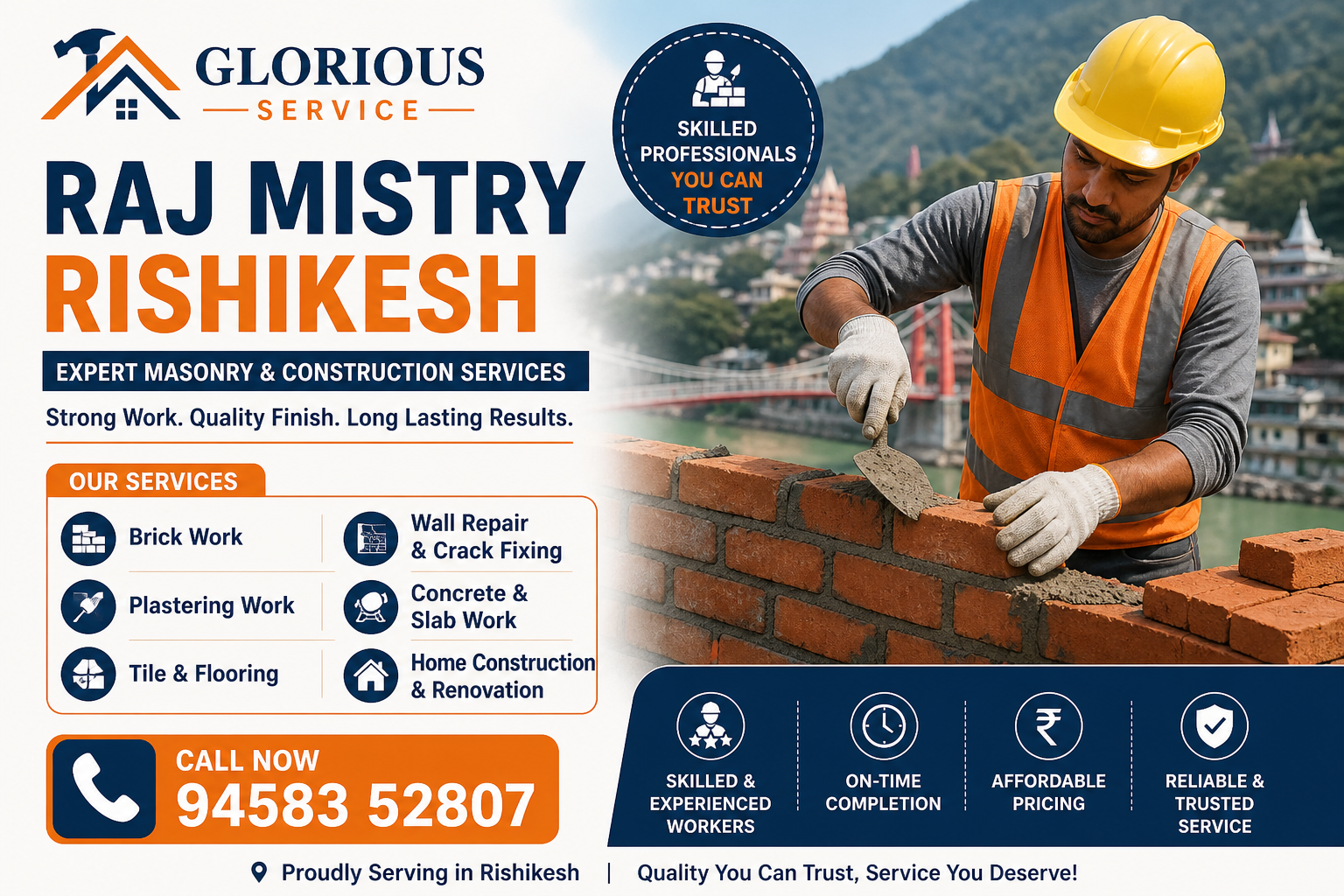 Raj Mistry Rishikesh – Reliable Masonry & Construction Services | Call - 94583 52807